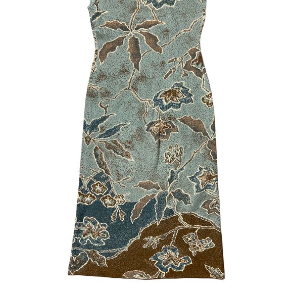 Peruvian Connection XS Floral Sheath Dress Cap Short Sleeve Green Blue Pima Cott - Picture 5 of 8